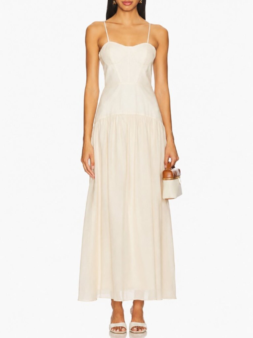NWT Cami NYC Palermo Linen Corset Maxi Dress Bone Cream Size 4 MSRP $495